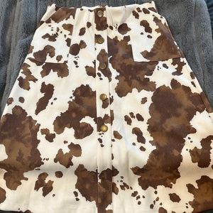 NWT Cow Print Skirt